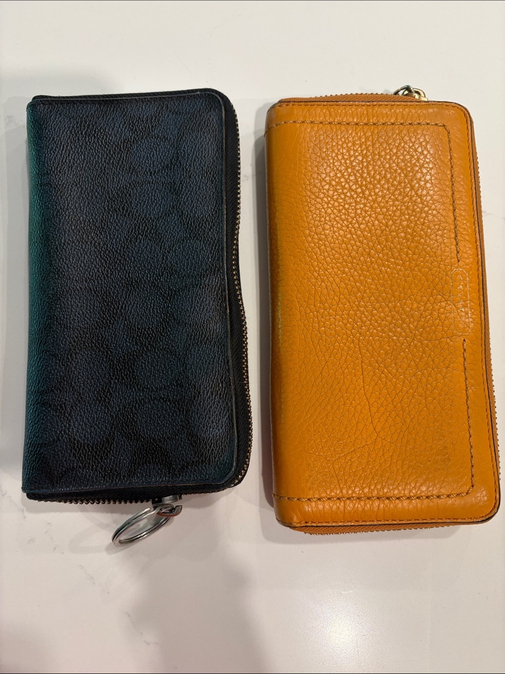 2 Coach Zip Wallets in Papaya Orange Pebbled Leather & black monogram project